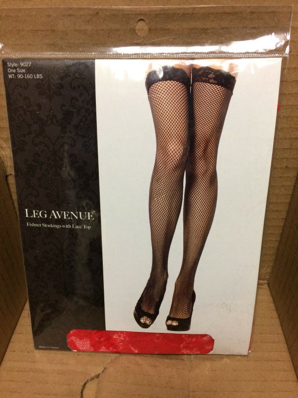 Leg Avenue Style 9027 Lace Top Fishnet Stockings Red Hosiery One Size Regular
