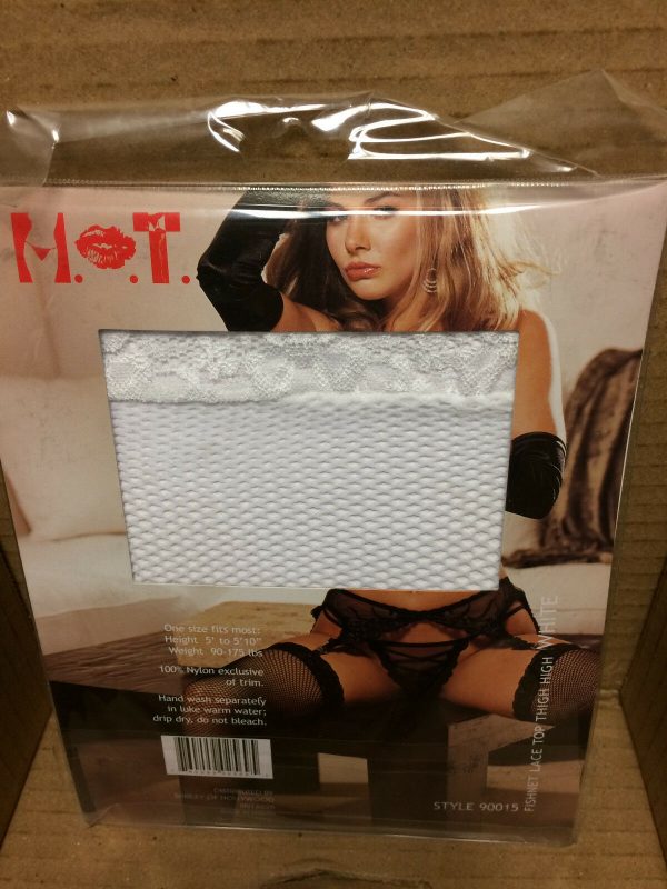 Shirley Of Hollywood 90015 White Lace Top Fishnet Stockings OS