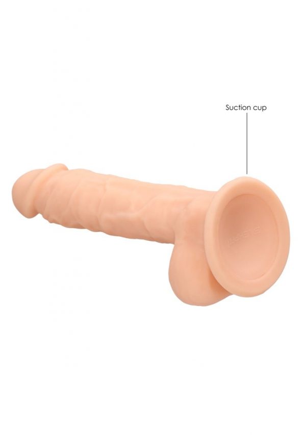 Real Rock Silicone Dildo With Balls 7" Flesh Real Feel - Image 5