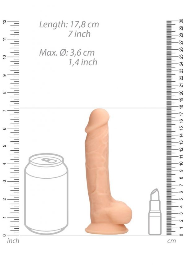 Real Rock Silicone Dildo With Balls 7" Flesh Real Feel - Image 6