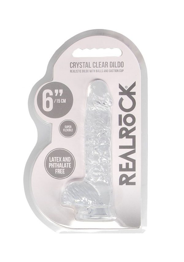 Real Rock Crystal Clear 6" Realistic Dildo With Balls Transparent - Image 6