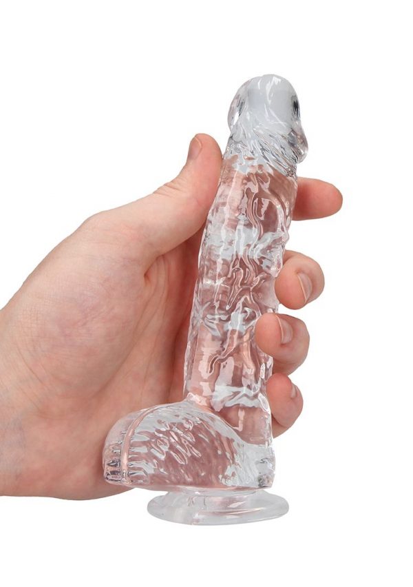 Real Rock Crystal Clear 6" Realistic Dildo With Balls Transparent - Image 5