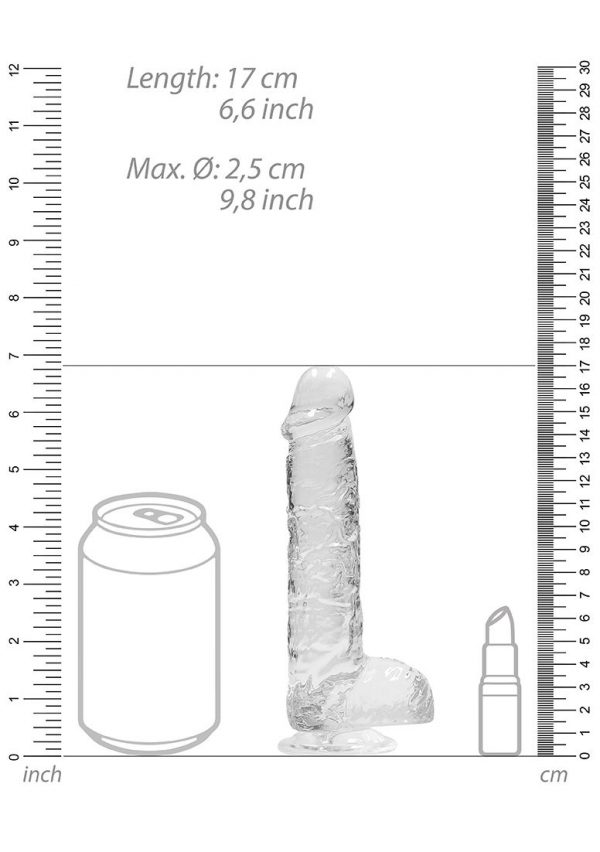 Real Rock Crystal Clear 6" Realistic Dildo With Balls Transparent - Image 3