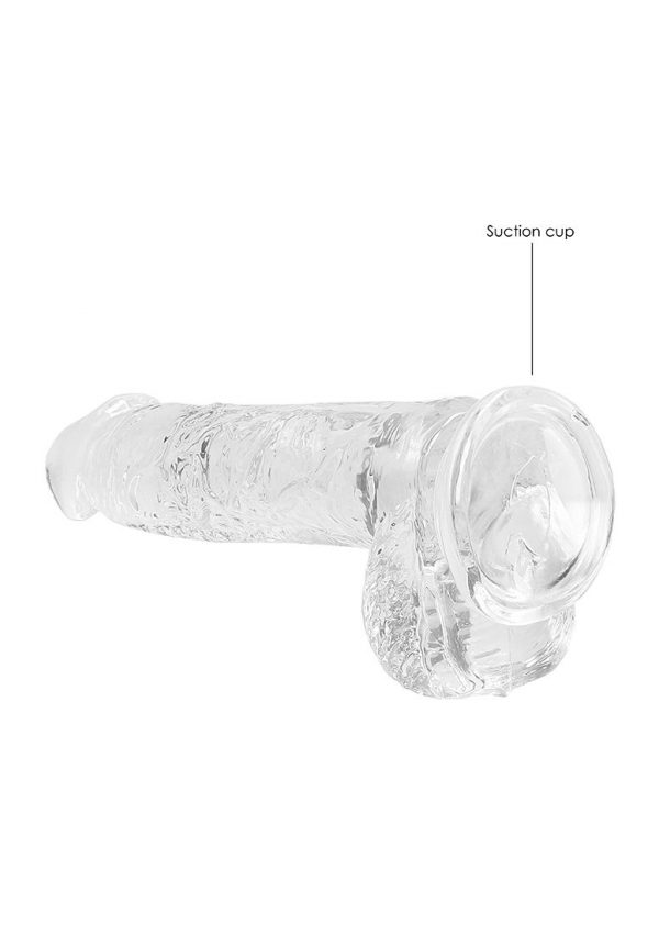 Real Rock Crystal Clear 6" Realistic Dildo With Balls Transparent - Image 2