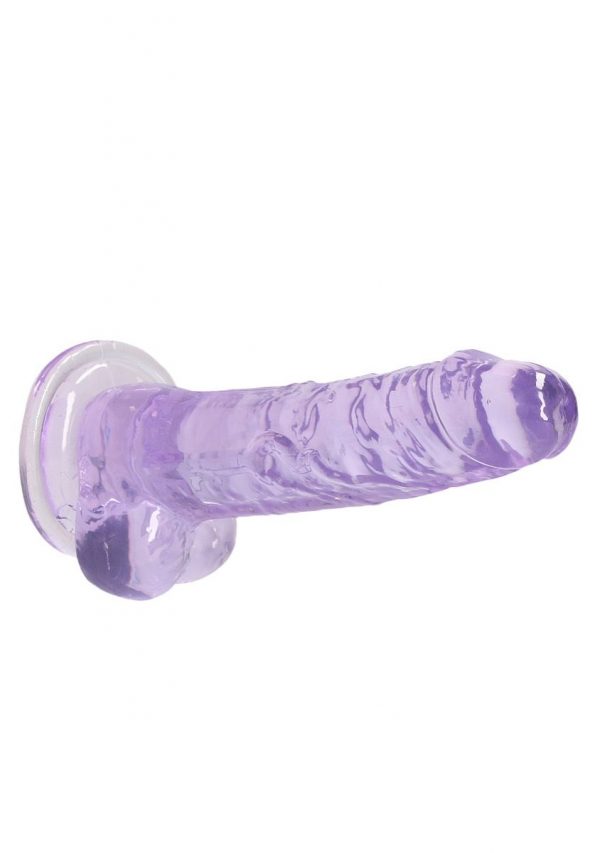 Real Rock Crystal Clear 7" Realistic Dildo With Balls Purple - Image 6