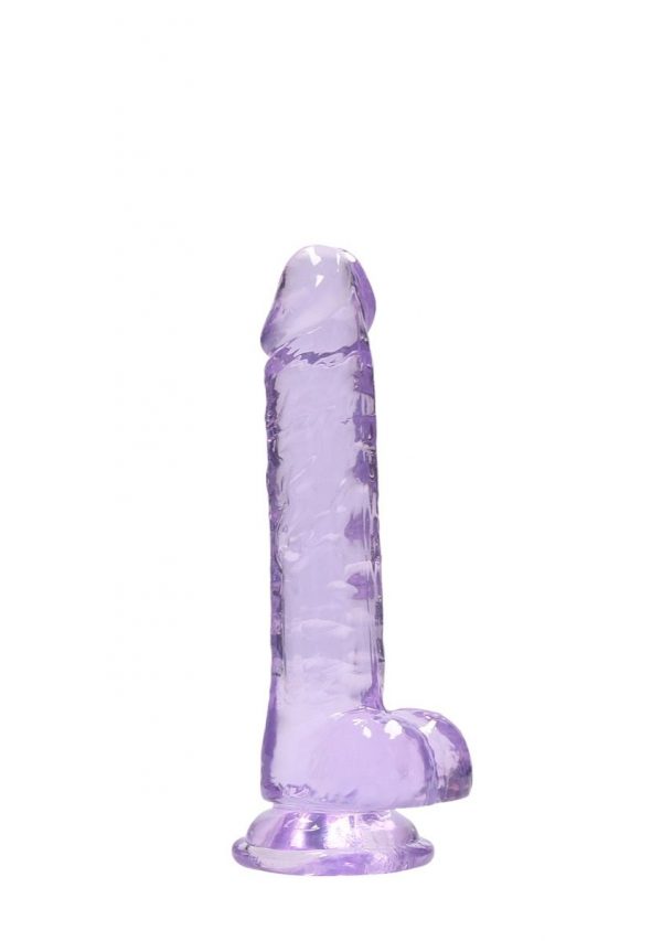 Real Rock Crystal Clear 7" Realistic Dildo With Balls Purple - Image 5