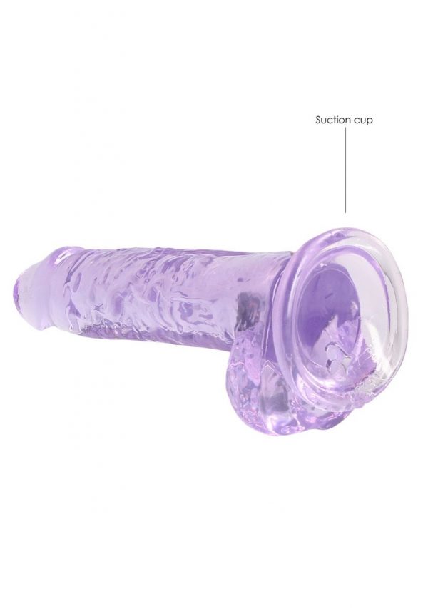 Real Rock Crystal Clear 7" Realistic Dildo With Balls Purple - Image 4