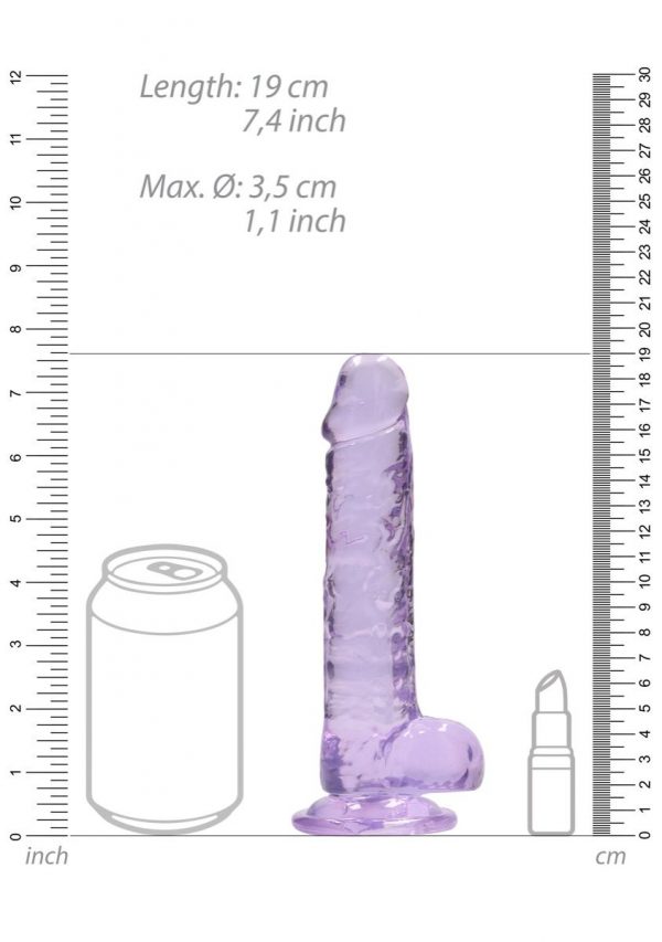Real Rock Crystal Clear 7" Realistic Dildo With Balls Purple - Image 3