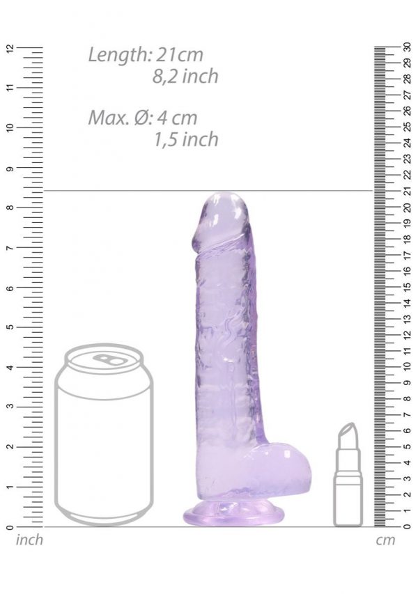 Real Rock Crystal Clear 8" Realistic Dildo With Balls Purple - Image 5