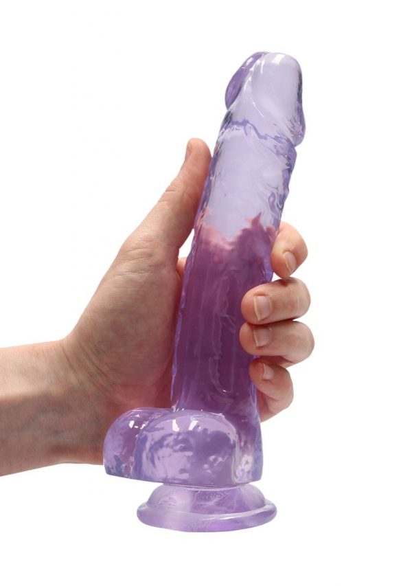 Real Rock Crystal Clear 8" Realistic Dildo With Balls Purple - Image 4