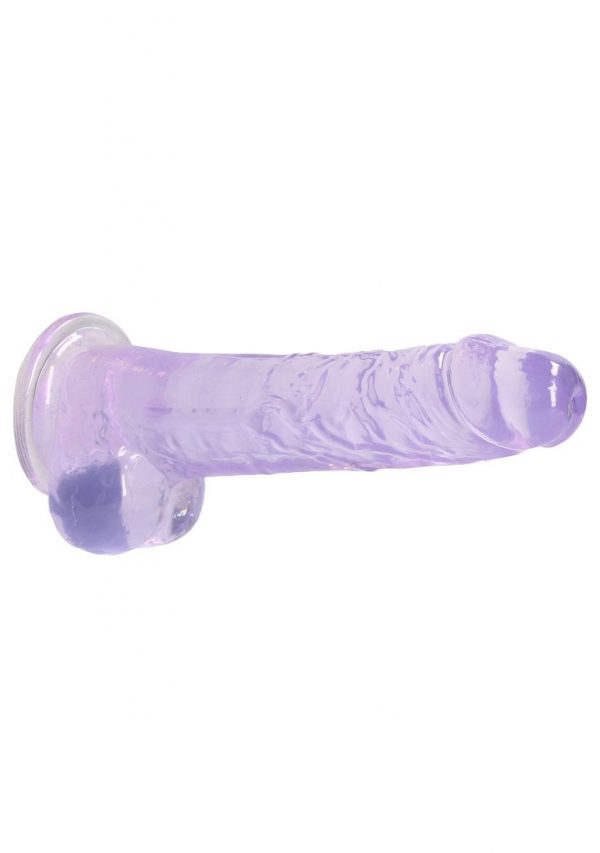 Real Rock Crystal Clear 8" Realistic Dildo With Balls Purple - Image 3