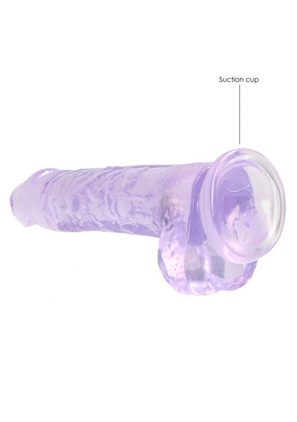 Real Rock Crystal Clear 8" Realistic Dildo With Balls Purple - Image 2