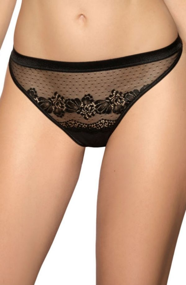 Roza Ellba Black Sheer Mesh Thong