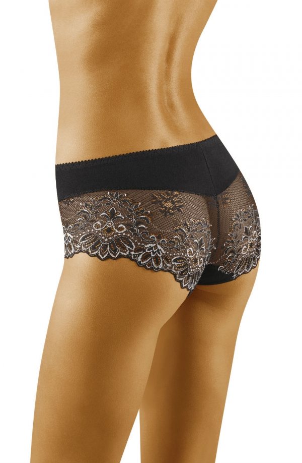 Wolbar Eco-Zu Cotton & Lace Stretch Low Rise Boy Shorts Black - Image 2
