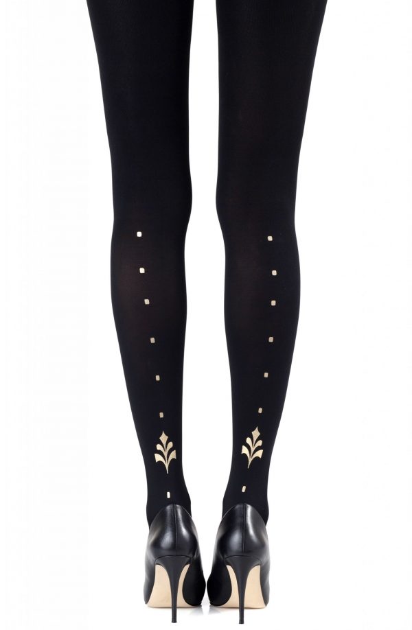 Zohara “Dot Calm” Gold Print Tights