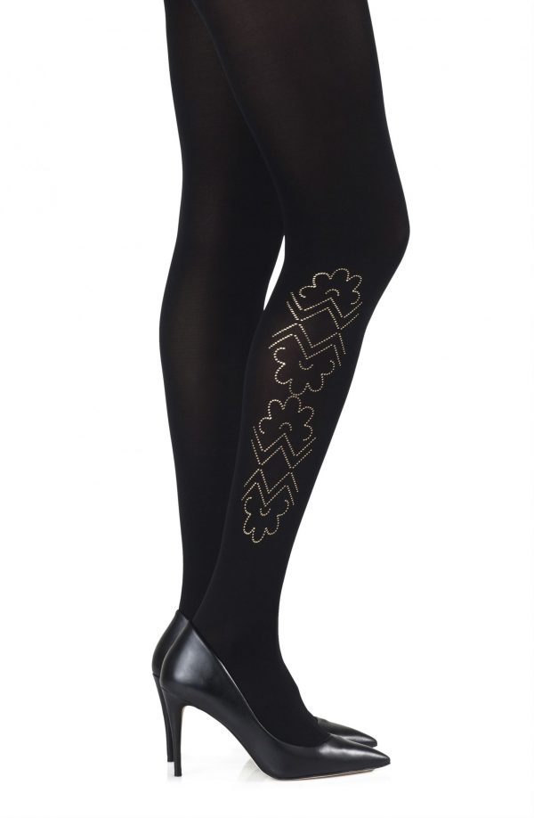 Zohara “Caught In The Metal” Black Print Tights