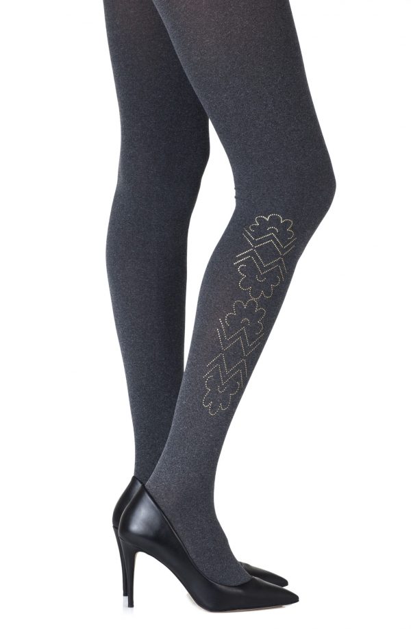 Zohara “Caught In The Metal” Heather Grey Print Tights