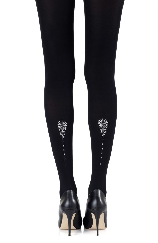 Zohara “Vine And Dash” Silver Print Tights