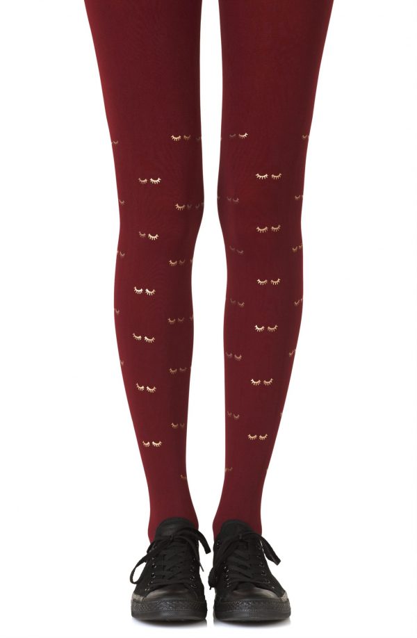 Zohara “Daydreaming” Burgundy Print Tights