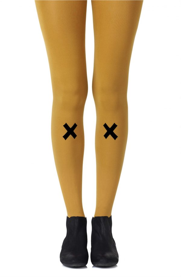 Zohara “Kiss and Tell” Mustard Print Tights