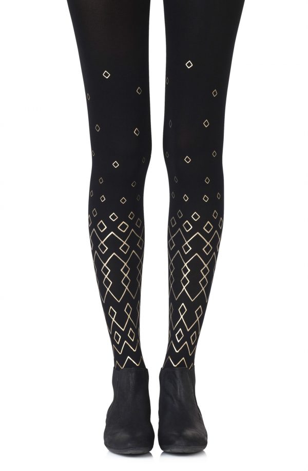 Zohara “Diamonds Are Forever” Black Print Tights