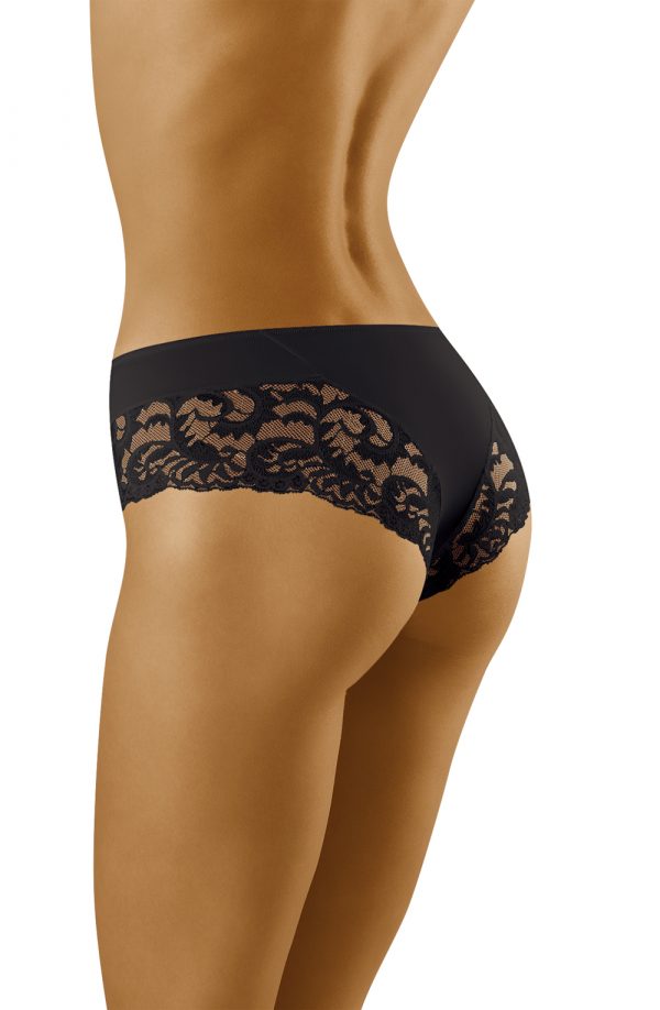 Wolbar Cara Sheer Mesh Lace Trim Full Back Panty Black - Image 2