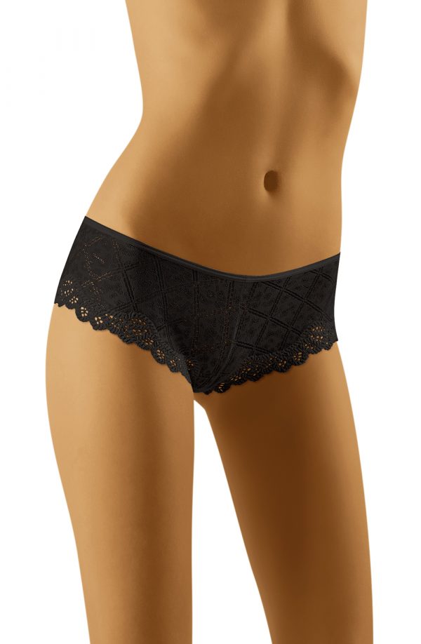 Wolbar Ziva Low Rise Boy Short Stretch Lace Panty Black