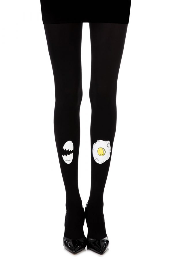 Zohara “Sunny Side Up” Black Print Tights