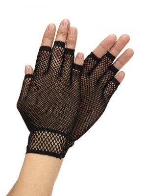 Baci Lingerie Fingerless Fishnet Gloves Black OS